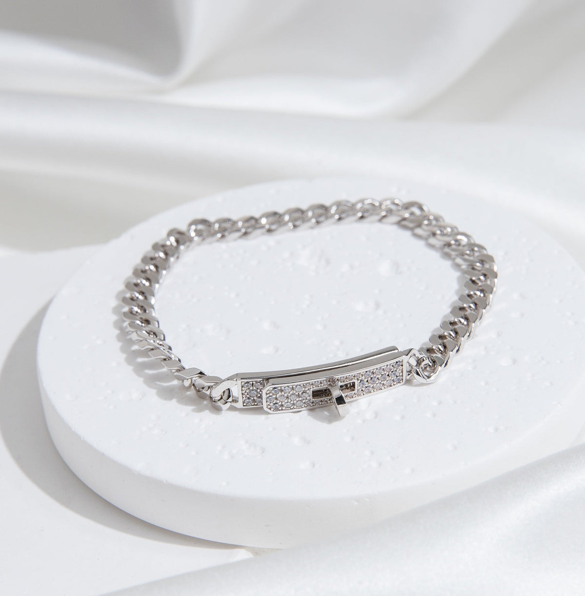 [⭐Shinejoy]KELLY CHAIN SILVER DIAMOND BRACELET