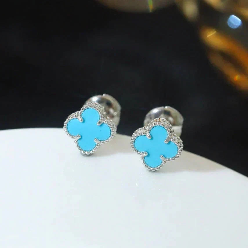 [⭐Shinejoy]CLOVER MINI 9.5MM ONYX STUD EARRINGS SILVER