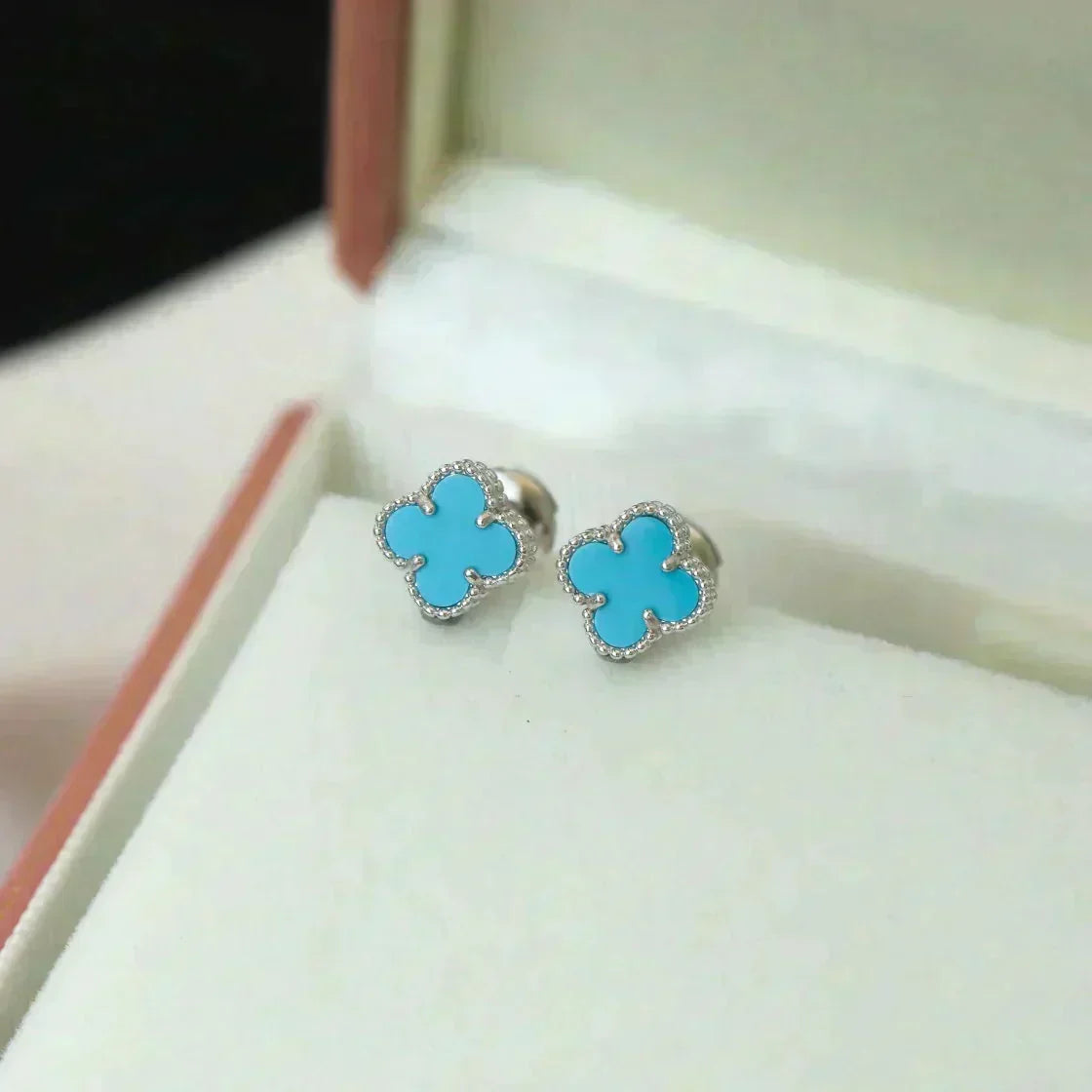 [⭐Shinejoy]CLOVER MINI 9.5MM ONYX STUD EARRINGS SILVER