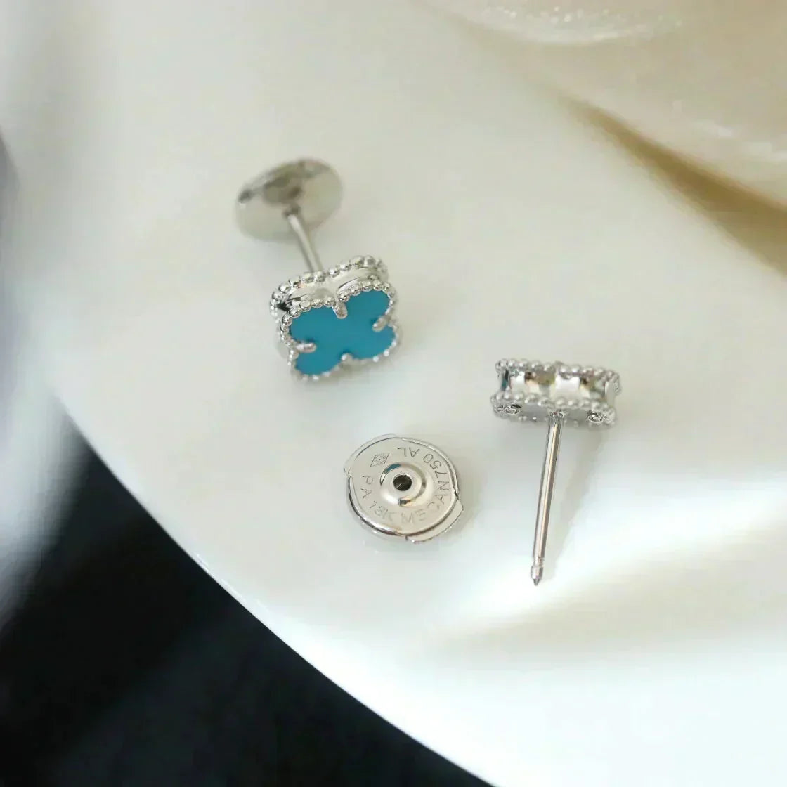 [⭐Shinejoy]CLOVER MINI 9.5MM ONYX STUD EARRINGS SILVER