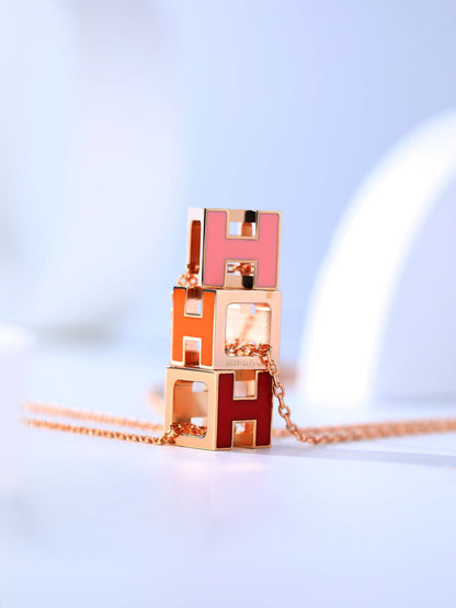 [⭐Shinejoy]H CAGE PINK GOLD NECKLACE