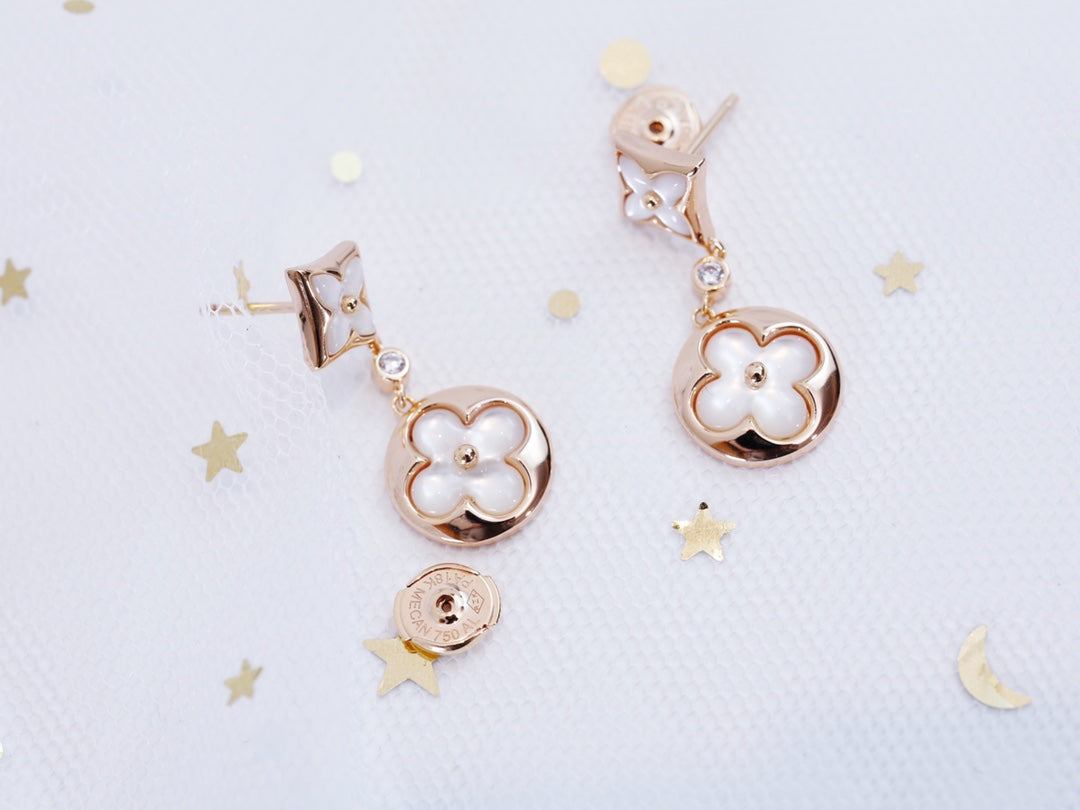 [⭐Shinejoy]STAR AND SUN PINK GOLD MOP DROP EARRINGS
