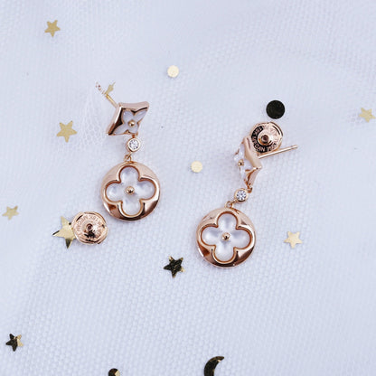 [⭐Shinejoy]STAR AND SUN PINK GOLD MOP DROP EARRINGS