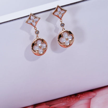 [⭐Shinejoy]STAR AND SUN PINK GOLD MOP DROP EARRINGS