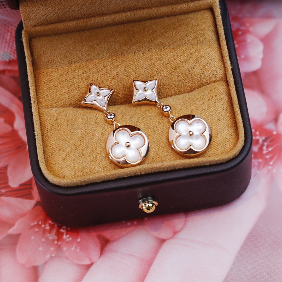 [⭐Shinejoy]STAR AND SUN PINK GOLD MOP DROP EARRINGS