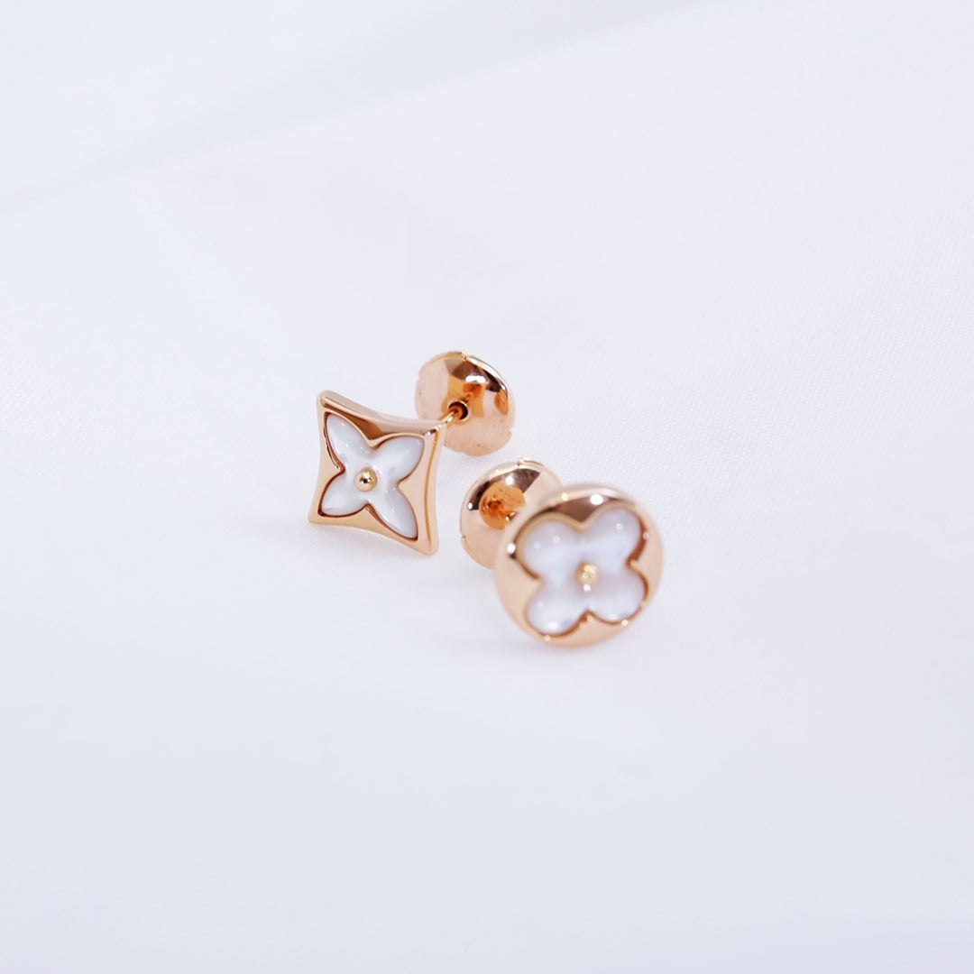 [⭐Shinejoy]STAR AND SUN PINK GOLD MOP STUD EARRINGS