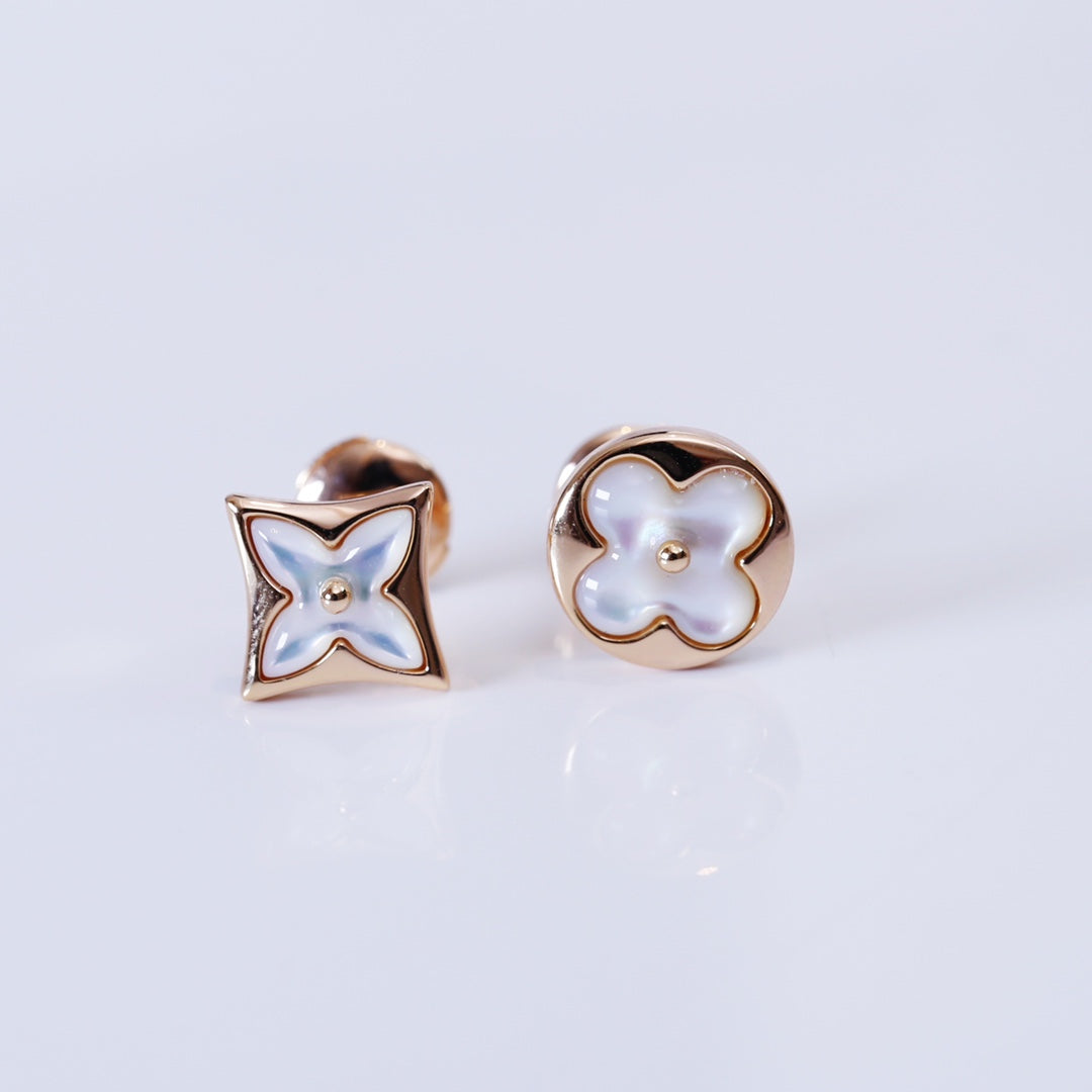 [⭐Shinejoy]STAR AND SUN PINK GOLD MOP STUD EARRINGS