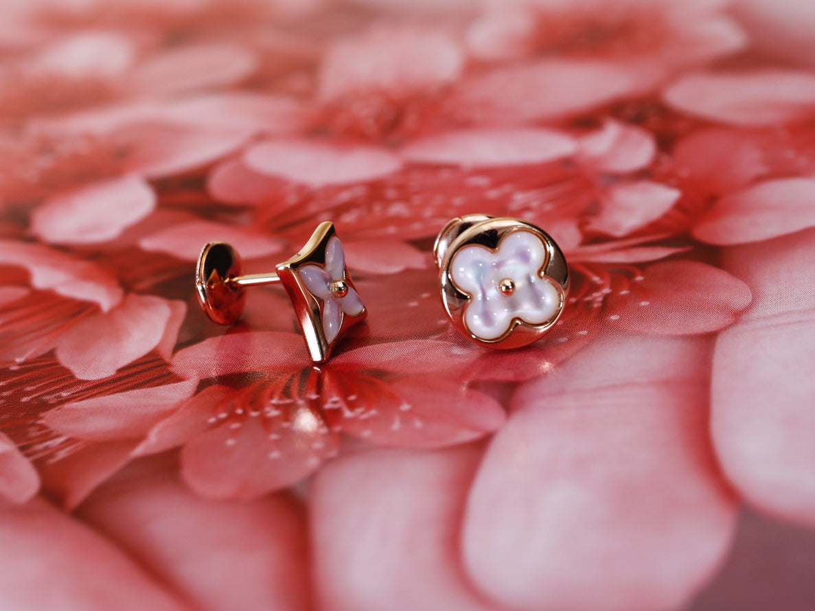 [⭐Shinejoy]STAR AND SUN PINK GOLD MOP STUD EARRINGS