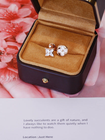 [⭐Shinejoy]STAR AND SUN PINK GOLD MOP STUD EARRINGS