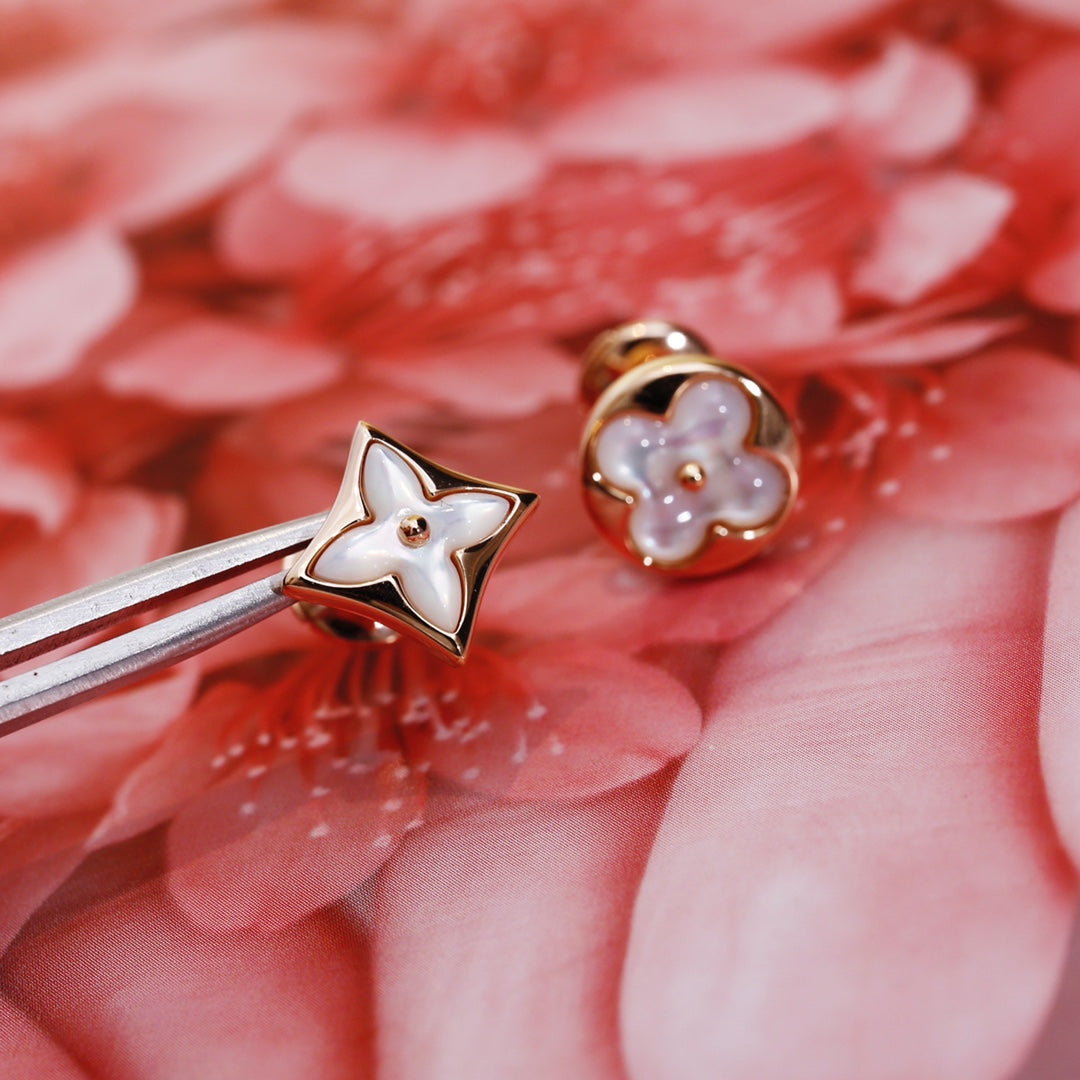 [⭐Shinejoy]STAR AND SUN PINK GOLD MOP STUD EARRINGS
