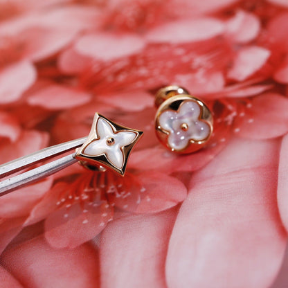 [⭐Shinejoy]STAR AND SUN PINK GOLD MOP STUD EARRINGS