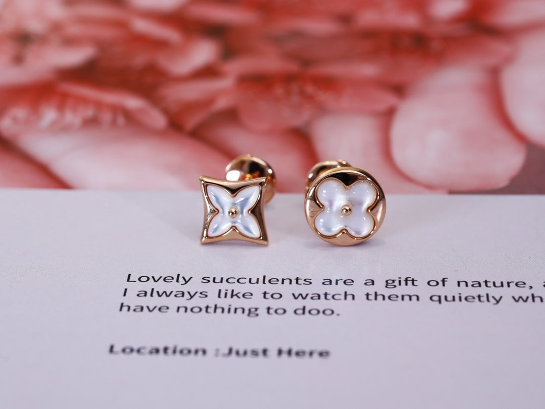 [⭐Shinejoy]STAR AND SUN PINK GOLD MOP STUD EARRINGS
