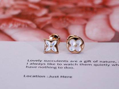 [⭐Shinejoy]STAR AND SUN PINK GOLD MOP STUD EARRINGS