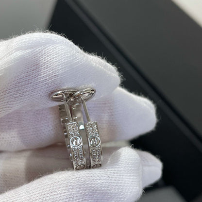 [⭐Shinejoy]LOVE DIAMOND SILVER HOOP EARRINGS