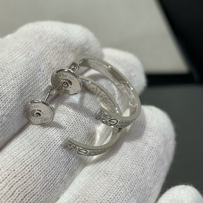 [⭐Shinejoy]LOVE DIAMOND SILVER HOOP EARRINGS