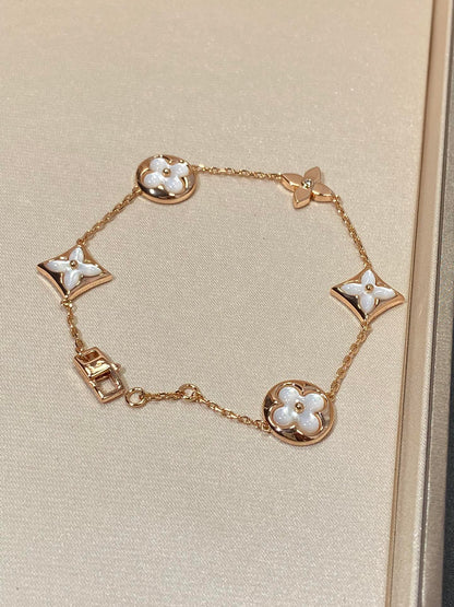[⭐Shinejoy]STAR AND SUN 5 MOTIF MOP PINK GOLD BRACELET