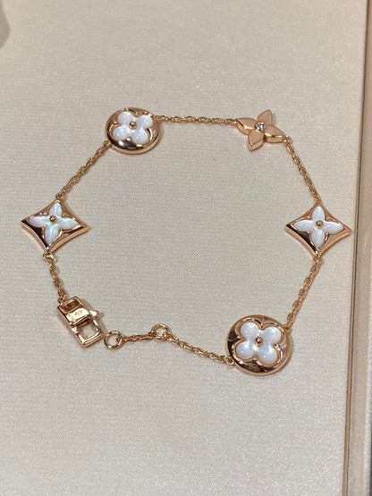 [⭐Shinejoy]STAR AND SUN 5 MOTIF MOP PINK GOLD BRACELET