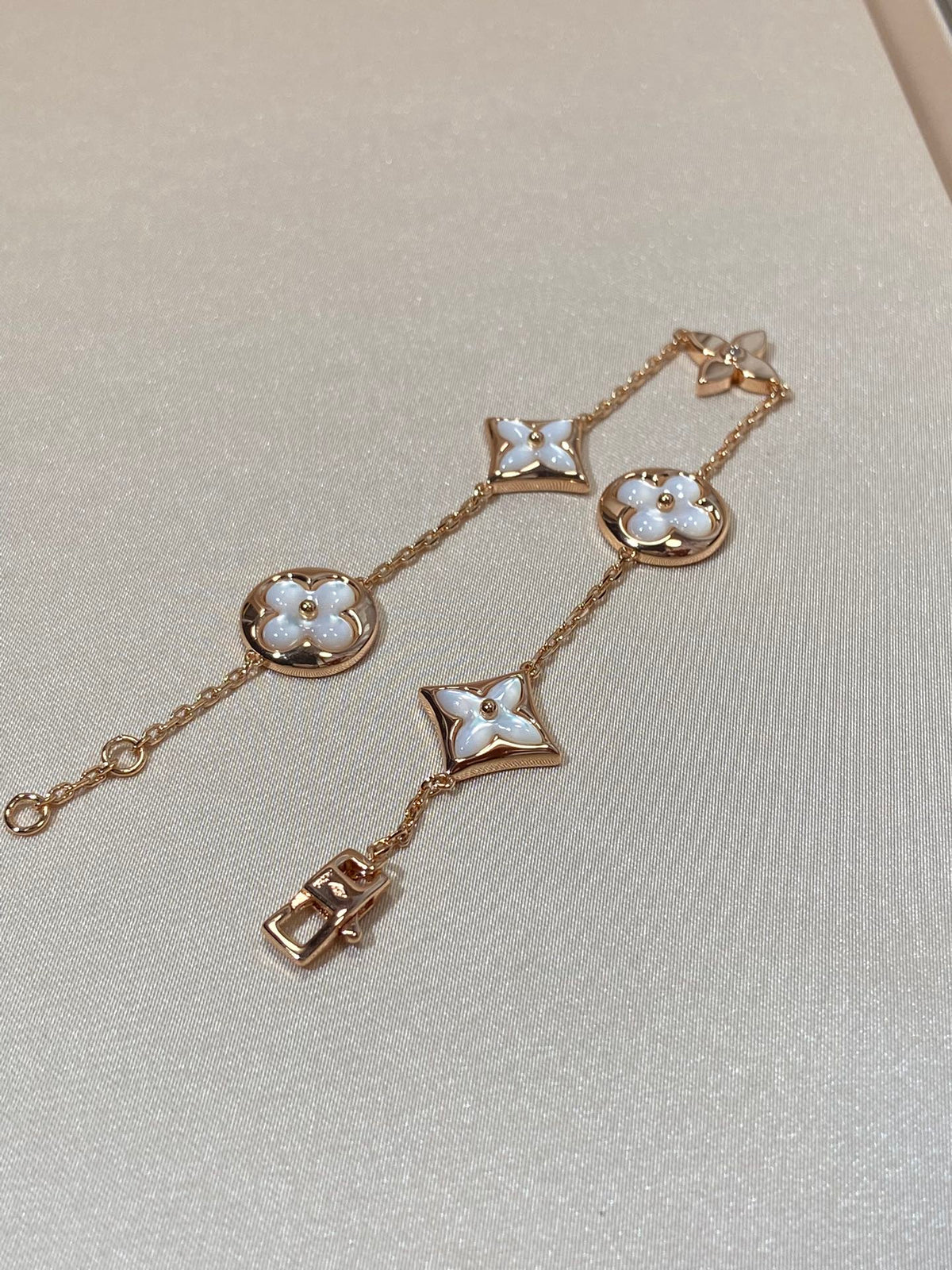 [⭐Shinejoy]STAR AND SUN 5 MOTIF MOP PINK GOLD BRACELET