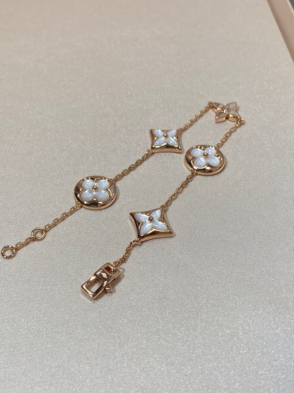 [⭐Shinejoy]STAR AND SUN 5 MOTIF MOP PINK GOLD BRACELET