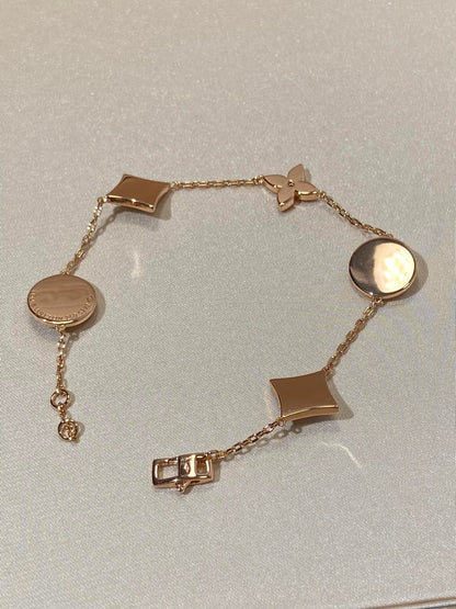 [⭐Shinejoy]STAR AND SUN 5 MOTIF MOP PINK GOLD BRACELET