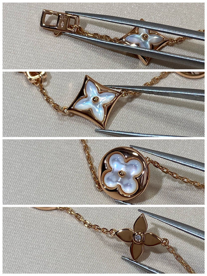 [⭐Shinejoy]STAR AND SUN 5 MOTIF MOP PINK GOLD BRACELET