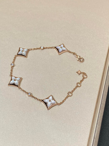 [⭐Shinejoy]STAR 4 MOTIF MOP DIAMOND PINK GOLD BRACELET