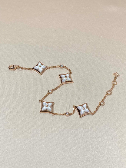 [⭐Shinejoy]STAR 4 MOTIF MOP DIAMOND PINK GOLD BRACELET