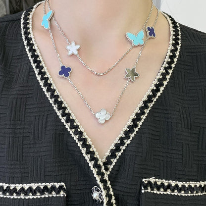 [⭐Shinejoy]LUCKY CLOVER SILVER 11 MOTIF NECKLACE
