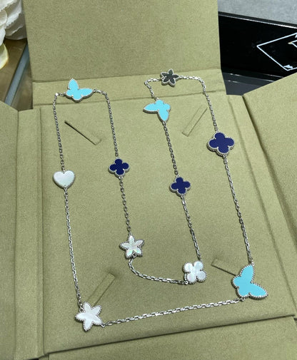 [⭐Shinejoy]LUCKY CLOVER SILVER 11 MOTIF NECKLACE