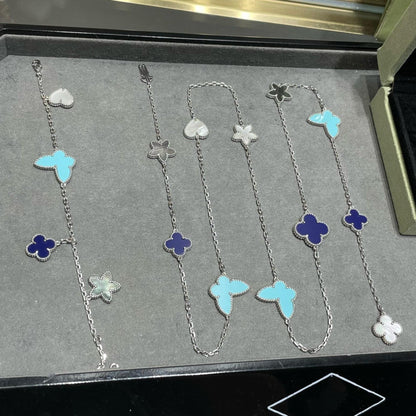 [⭐Shinejoy]LUCKY CLOVER SILVER 11 MOTIF NECKLACE