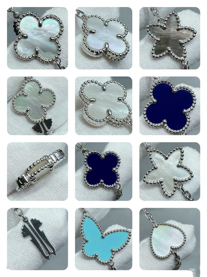 [⭐Shinejoy]LUCKY CLOVER SILVER 11 MOTIF NECKLACE