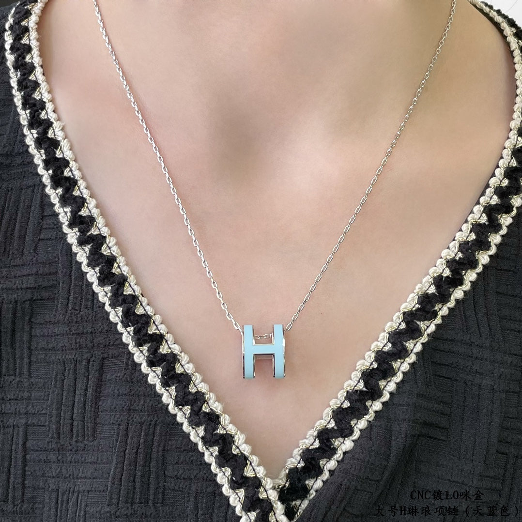 [⭐Shinejoy]POP H SKY BLUE NECKLACE