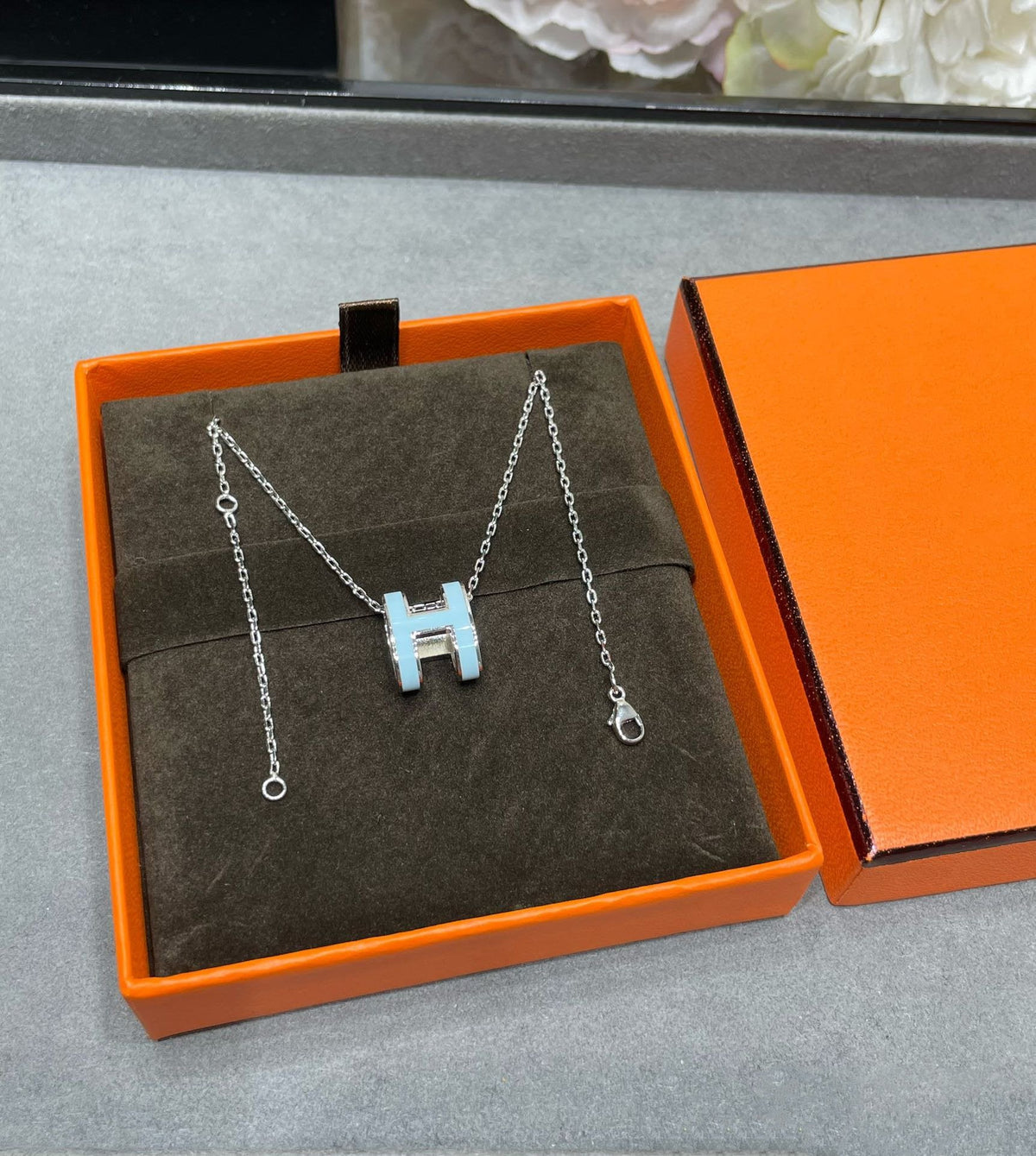 [⭐Shinejoy]POP H SKY BLUE NECKLACE