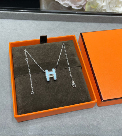 [⭐Shinejoy]POP H SKY BLUE NECKLACE