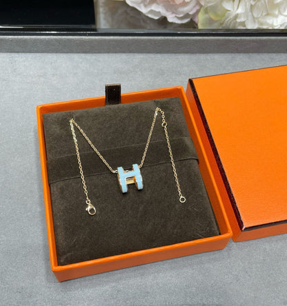 [⭐Shinejoy]POP H SKY BLUE NECKLACE