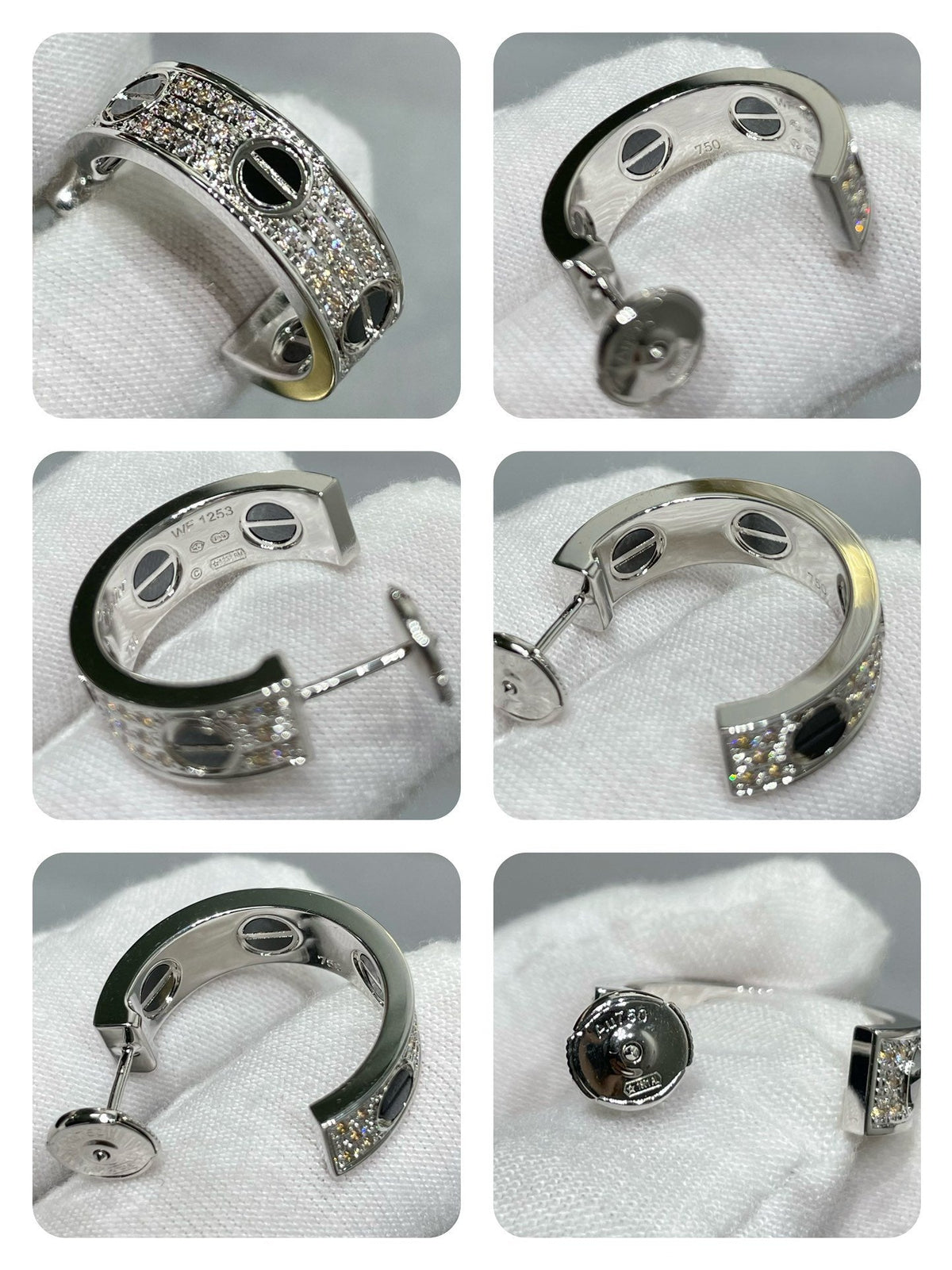 [⭐Shinejoy]LOVE CERAMIC DIAMOND PAVED SILVER EARRINGS