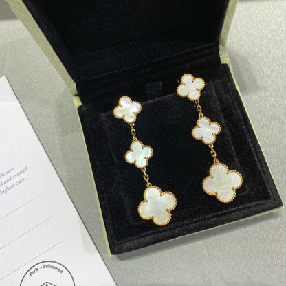 [⭐Shinejoy]CLOVER MOP 3 MOTIFS GOLD EARRINGS