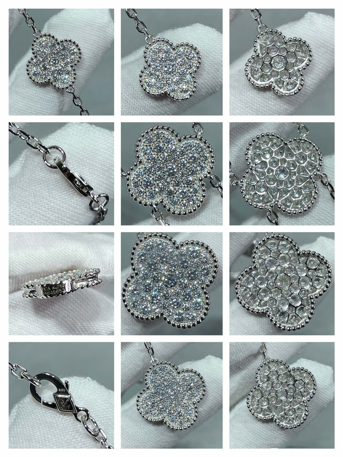 [⭐Shinejoy]CLOVER 6 MOTIF DIAMOND PAVED NECKLACE