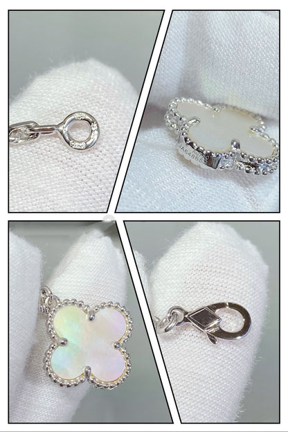 [⭐Shinejoy]CLOVER 5 MOTIF WHITE MOP SILVER BRACELET