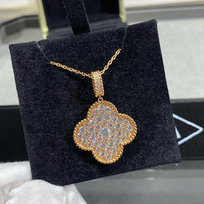 [⭐Shinejoy]CLOVER 25MM LARGE PEDANT DIAMOND PAVED LONG NECKLACE