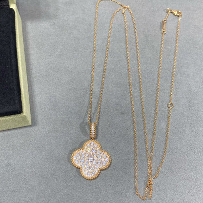 [⭐Shinejoy]CLOVER 25MM LARGE PEDANT DIAMOND PAVED LONG NECKLACE