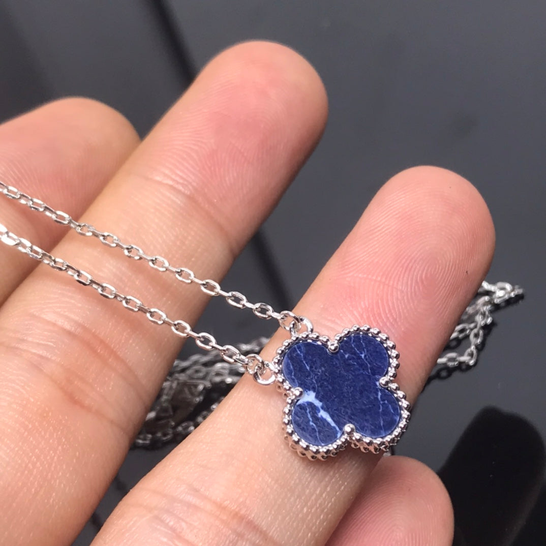 [⭐Shinejoy]CLOVER PIETERSITE SILVER LONG NECKLACE