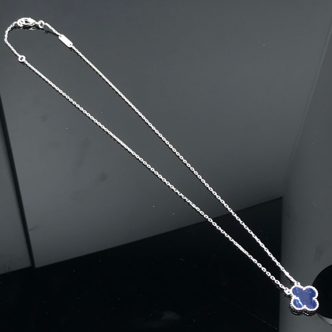 [⭐Shinejoy]CLOVER PIETERSITE SILVER LONG NECKLACE