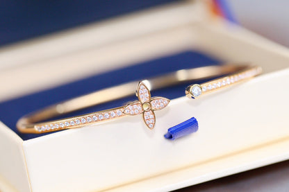 [⭐Shinejoy]IDYLLE PINK GOLD OPEN BRACELET DIAMOND PAVED