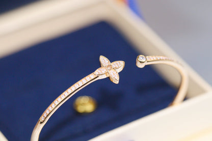 [⭐Shinejoy]IDYLLE PINK GOLD OPEN BRACELET DIAMOND PAVED