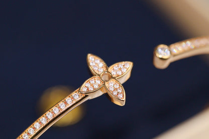 [⭐Shinejoy]IDYLLE PINK GOLD OPEN BRACELET DIAMOND PAVED