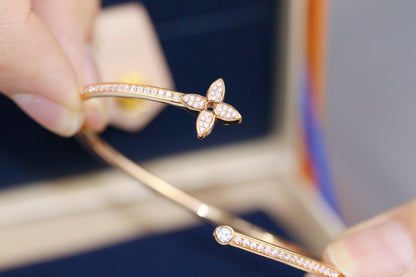 [⭐Shinejoy]IDYLLE PINK GOLD OPEN BRACELET DIAMOND PAVED