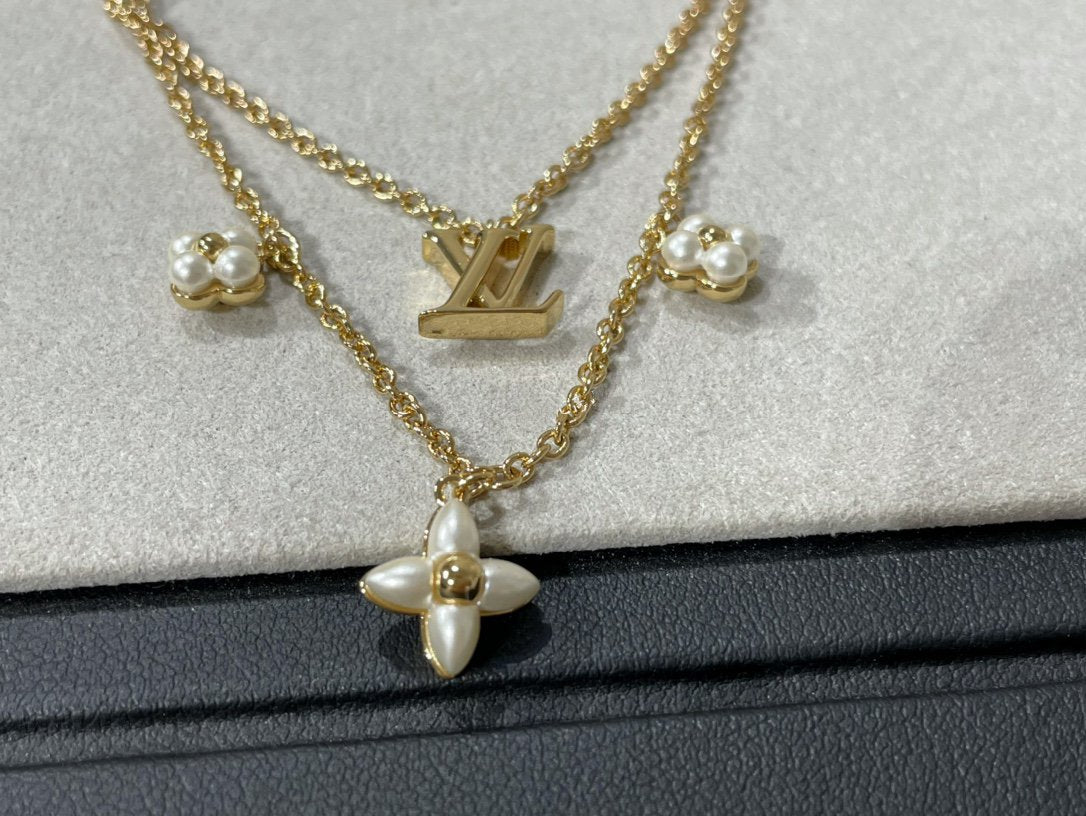 [⭐Shinejoy]FLOWERGRAM GOLD MOP DOUBLE ROW NECKLACE