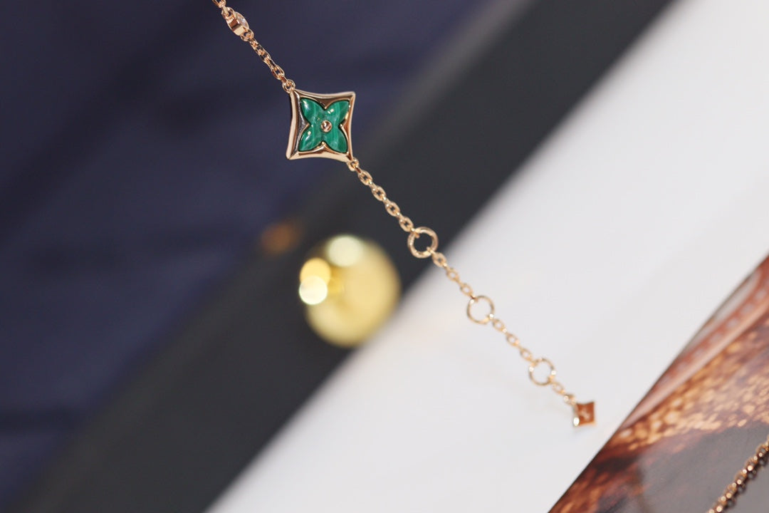 [⭐Shinejoy]STAR AND SUN 4 MOTIF PINK GOLD MALACHITE BRACELET