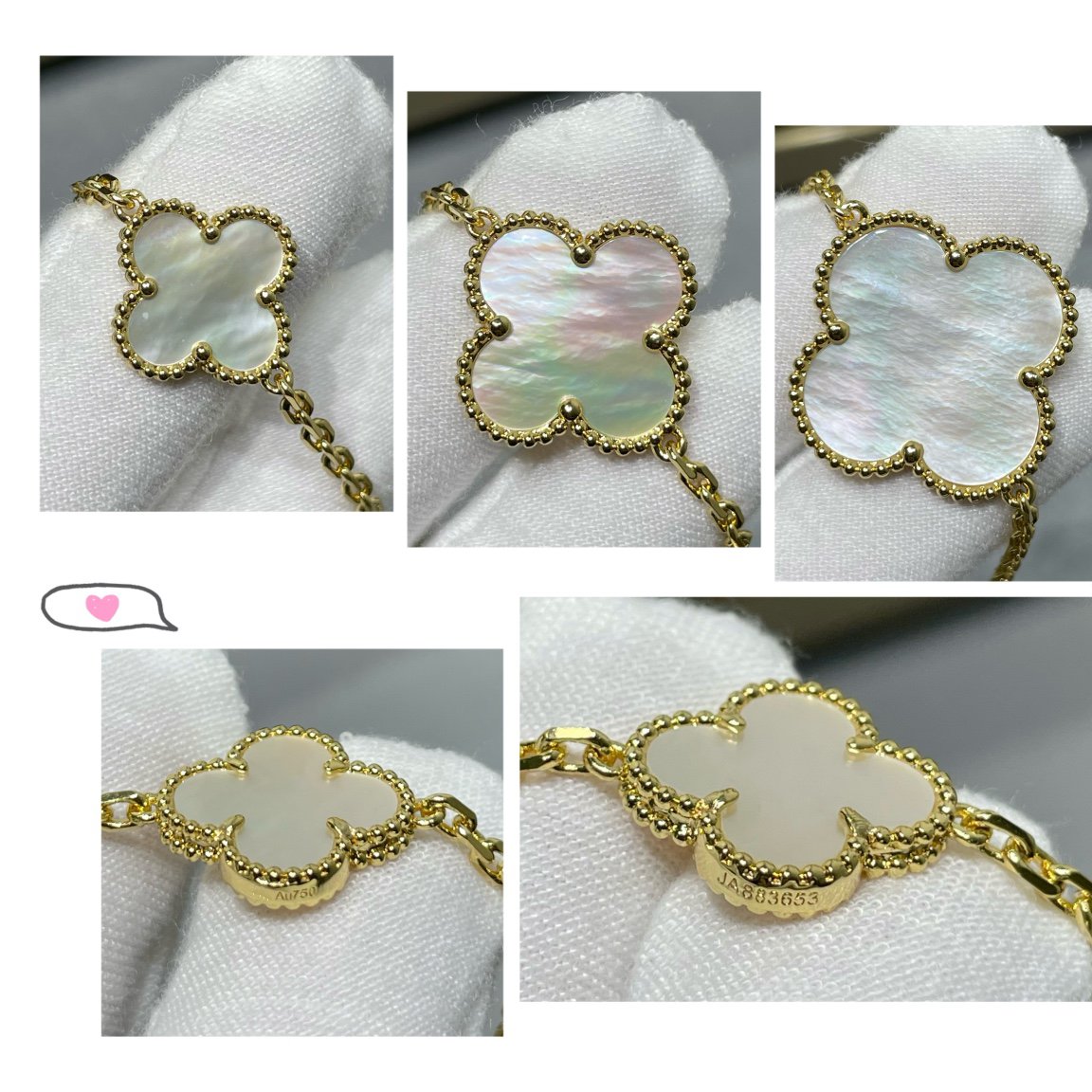 [⭐Shinejoy]CLOVER 16 MOTIF WHITE MOP GOLD NECKLACE